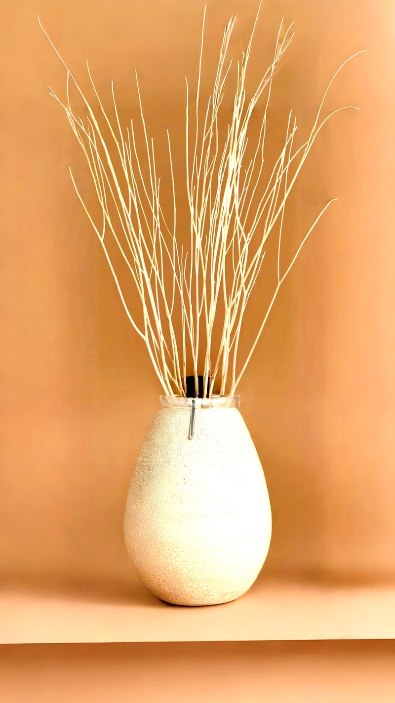 RUKDA 70cm Long Real Dried White Curly Willow Branches – Elegant Natural Stems for Vases, Home & Office Décor, Weddings, Events, and DIY Crafts (5 Stem) - Image 1