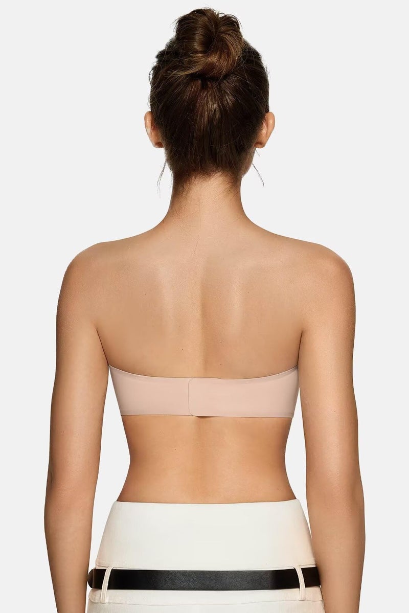 Vertvie Womens Strapless Bra Jelly Push Up Seamless Bandeau Bra Wireless Non Slip Silicone Tube Top Bras Padded Bralette(Skin Color,Large) - Image 3