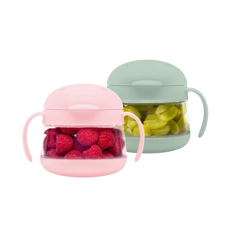 Ubbi Tweat No Spill Snack Container for Kids, BPA-Free Tritan, Toddler Snack Container, Sage & Pink - Image 1