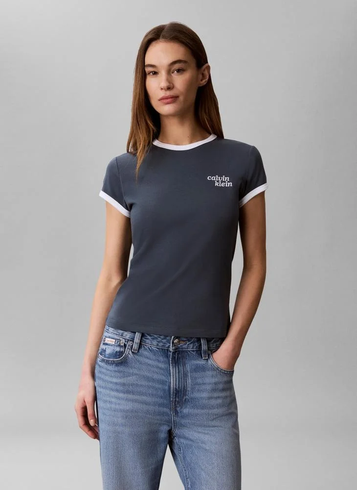 Embroidered Logo Ringer T-shirt