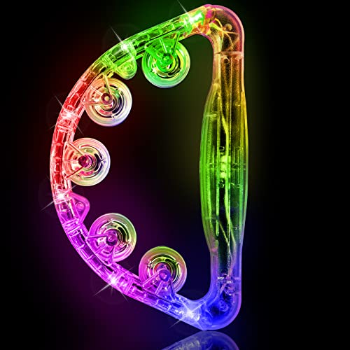 Aywewii LED Tambourine Light Up Sensory Toys for Kids with Autism Special Needs Musical Instrument for Toddlers Adults Birthday Gifts for Boys Girls Glow in the Dark Party Favor - Image 1