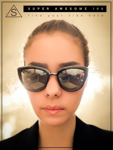 SA106 Womens Color Mirror Mirrored Lens Oversize Cat Eye Sunglasses Black Blue - Image 4