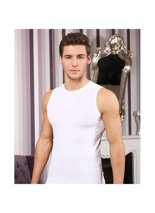 بيراك Clear 3-Pack Men's Lycra Zero Sleeve Undershirt White