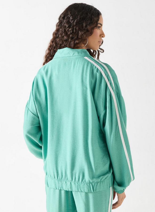 SP Characters Peanuts Print Bomber Jacket with Long Sleeves and Zip Closure - Image 3