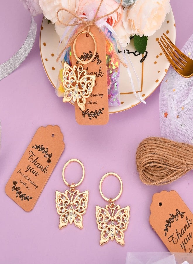Winocbxt 50pcs Butterfly Keychain/Keyring for Baby Shower,Wedding or Bridal Shower Party Favors,Gift,Souvenirs to Guests (Golden Butterfly) - Image 5