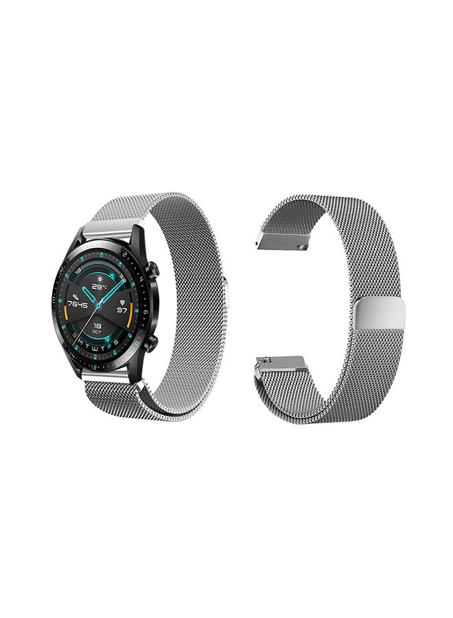 Perfii Milanese Mesh Replacement Band For Huawei Watch GT/GT2 Silver