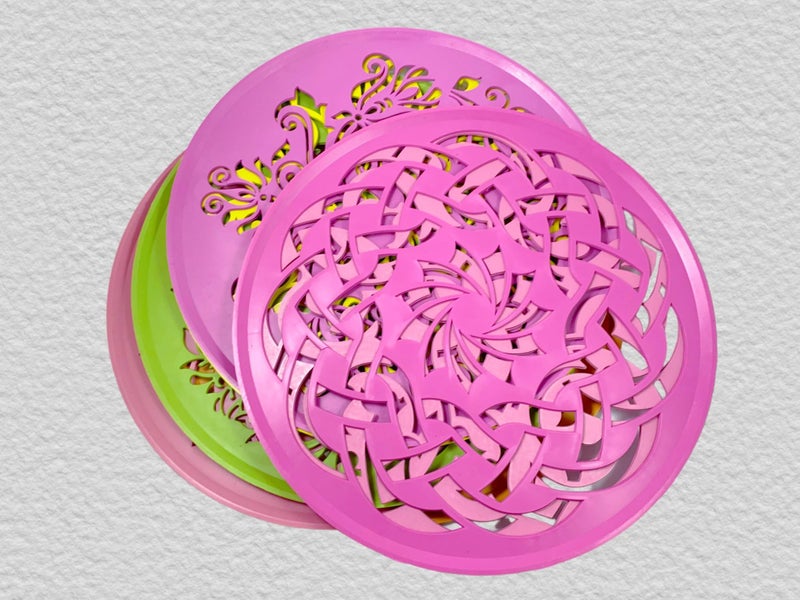 SESONBY (Set of 6) Big Size 8" Round Big Jali Rangoli Making Stencil Rangoli Stancils Tools Diwali Rangoli Rangoli Tools Pre Drawn Design Assorted Design Design May Vary - Image 4