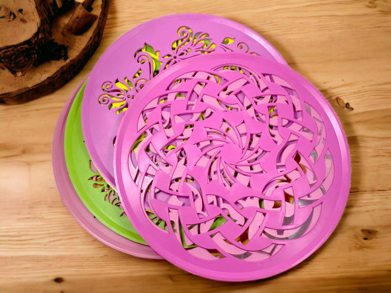 SESONBY (Set of 6) Big Size 8" Round Big Jali Rangoli Making Stencil Rangoli Stancils Tools Diwali Rangoli Rangoli Tools Pre Drawn Design Assorted Design Design May Vary - Image 2