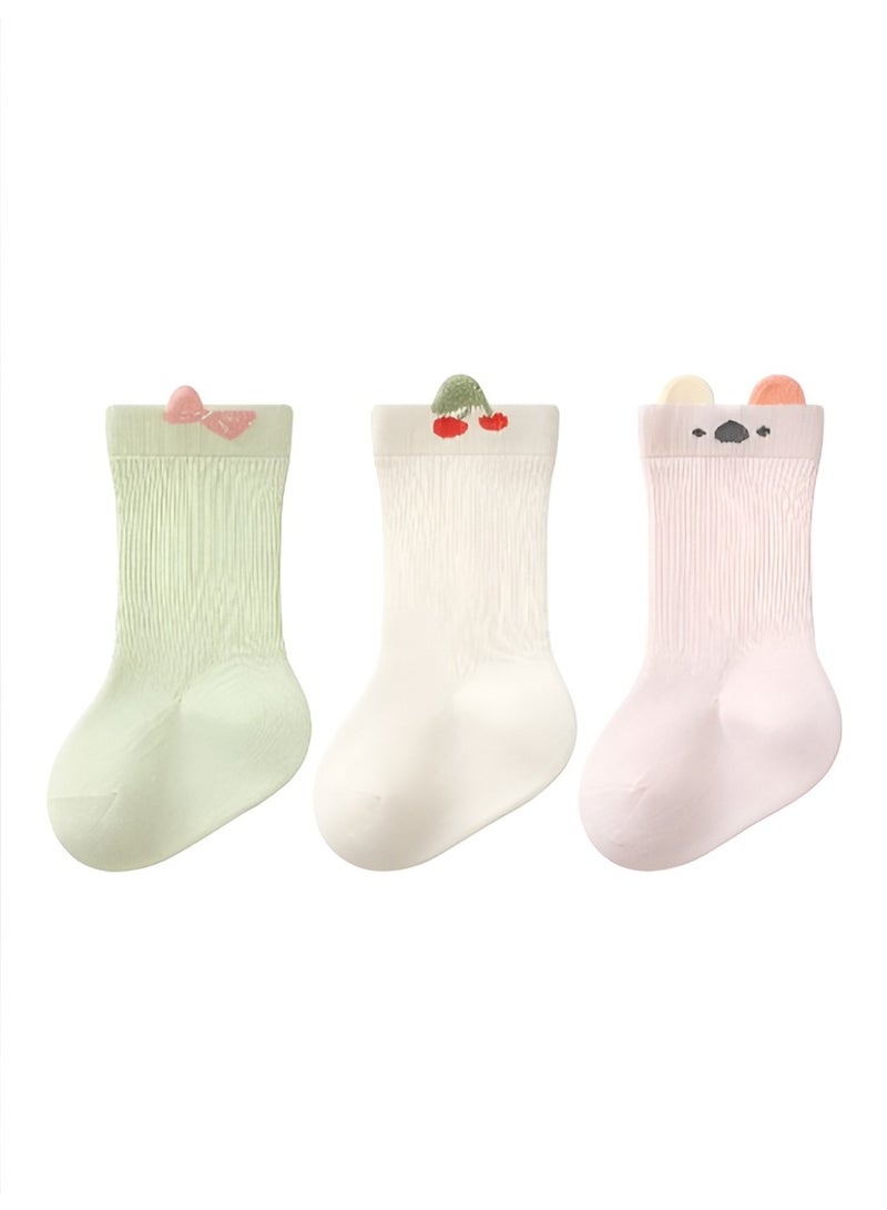 Bambimici Cute Cherry Character Baby Socks 3 sets - Image 1