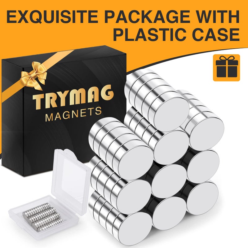 TRYMAG Small 10x3mm Rare Earth Magnets, 50Pcs Strong Neodymium Tiny Round Fridge Magnets for Whiteboard, Refrigerator, DIY, Kitchen, Office - Image 4