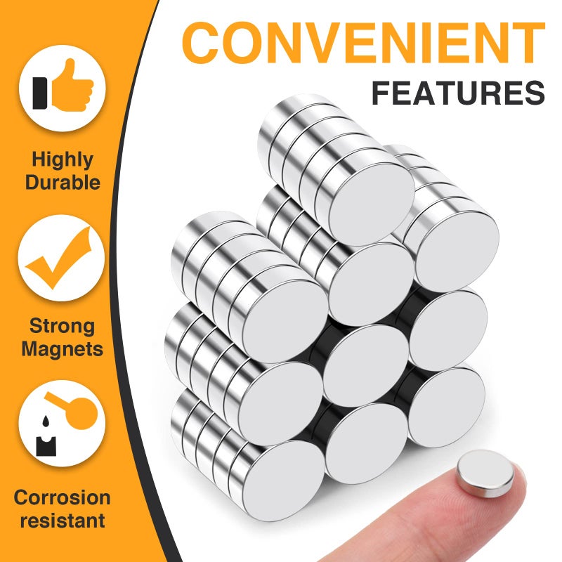 TRYMAG Small 10x3mm Rare Earth Magnets, 50Pcs Strong Neodymium Tiny Round Fridge Magnets for Whiteboard, Refrigerator, DIY, Kitchen, Office - Image 2