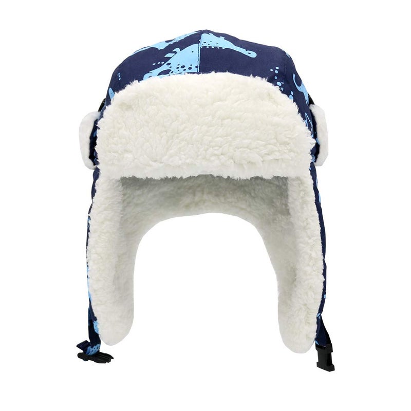 Sarfel Baby Boy Hats Toddler Winter Hat Sherpa Lined Warm Trapper Hat Fleece Girl Infant Beanie Blue Dinosaur 2-5T - Image 2