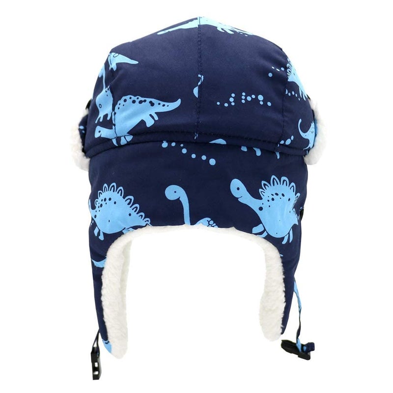 Sarfel Baby Boy Hats Toddler Winter Hat Sherpa Lined Warm Trapper Hat Fleece Girl Infant Beanie Blue Dinosaur 2-5T - Image 5