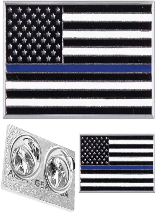 Agent Gear USA Blue Line Flag Lapel Pins - Honor The Men & Women of Law Enforcement - 2 Pack - Image 1