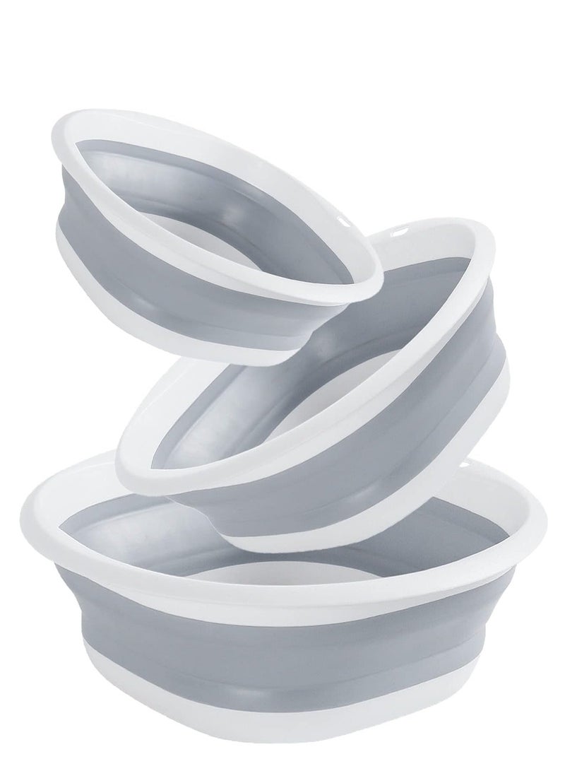 3-Pack Collapsible Wash Basin, Foldable and Portable Multi-Function Basin Wash Tub, Collapsible Bucket Laundry Hamper for Outdoor Picnic Household Cleaning and Washing (Grey)  - Image 2