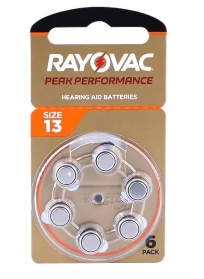 رايوفاك بطاريات مساعدة السمع - ذروة الأداء - النوع 13 (PR48) نفطة (6 قطع)، صنع في المملكة المتحدة - Image 1