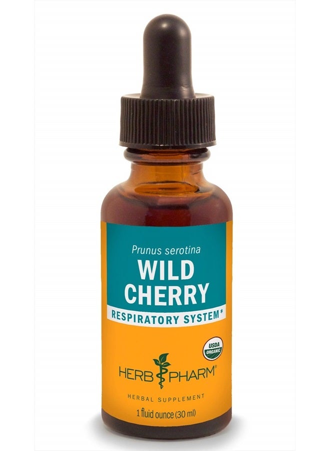 HERB PHARM Certified Organic Wild Cherry Bark Liquid Extract for Respiratory Support - 1 Ounce (DWCHER01) - Image 1