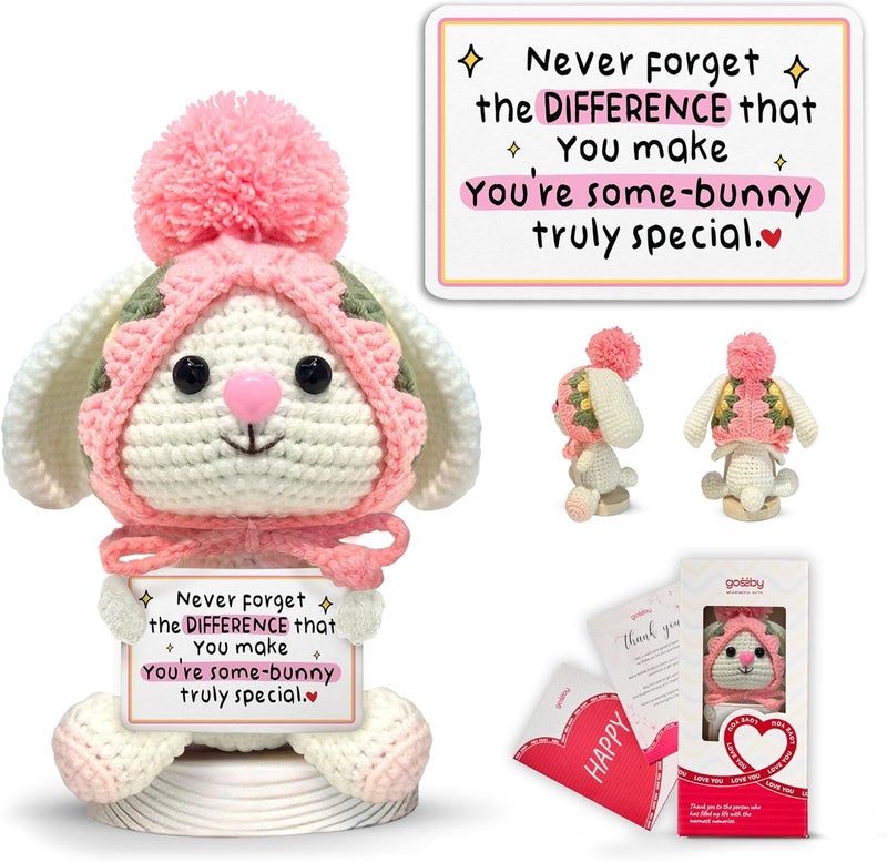 Gossby غزل بنموذج “Gossby Positive Bunny” – لا تنسَ أبدًا الفرق الذي تحدثه… هدية ملهمة للنساء، مناسبة لعيد الميلاد أو عيد الميلاد أو لتقديم الدعم العاطفي، أو كهدية تحمل طاقة إيجابية للأصدقاء أو الزملاء في العمل أو المعلمين أو الأمهات. - Image 1