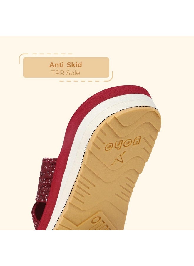 YOHO YOHO Starry Women Ortho cushion Slippers | Extra Soft yet durable cushion slippers | Cross strap for better grip | Skin friendly | Lightweight, Waterproof & Outdoor friendly | Coral Red - UK 8  - Image 4