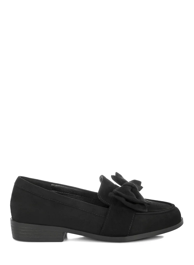 London Rag Women's Bow Accent Heeled Loafers In Black
