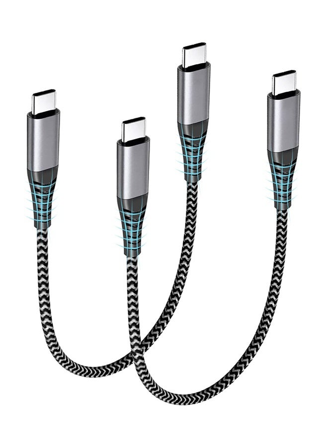 Tersely 【2 Pack】15cm USB C Cable Short USB C to Type C Cable PD 60W Fast Charger Cable Nylon Braided USB C Cord for iPhone 17/16/15 Pro Max/Pro/Plus/iPad, for Samsung S25 S24 S23 Pixel 10 9 Pro, Power Bank - Image 1