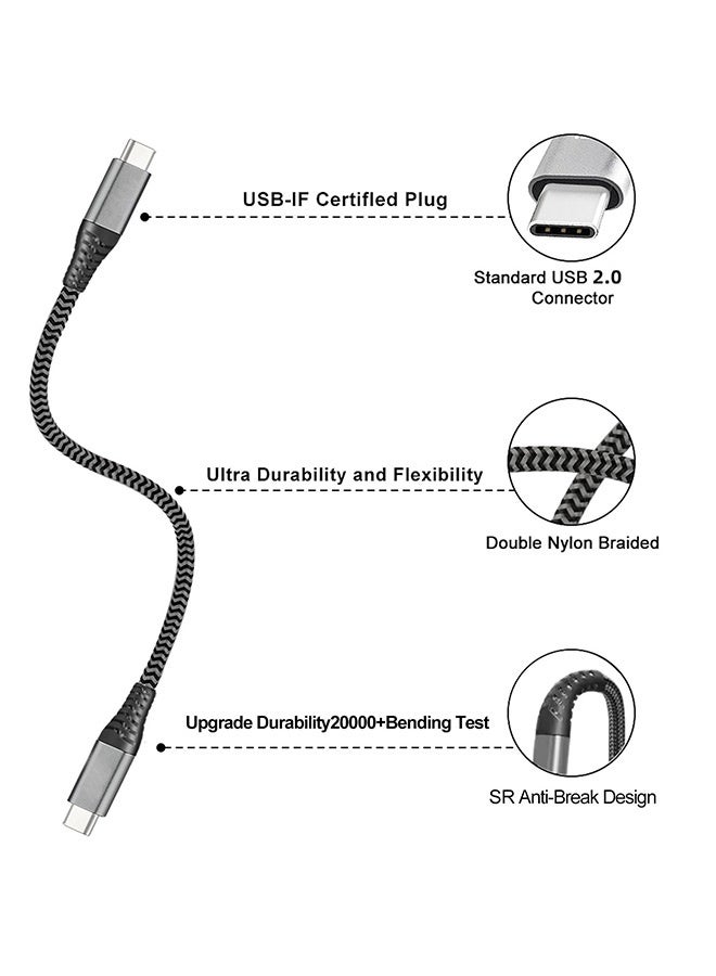 Tersely 【2 Pack】15cm USB C Cable Short USB C to Type C Cable PD 60W Fast Charger Cable Nylon Braided USB C Cord for iPhone 17/16/15 Pro Max/Pro/Plus/iPad, for Samsung S25 S24 S23 Pixel 10 9 Pro, Power Bank - Image 2