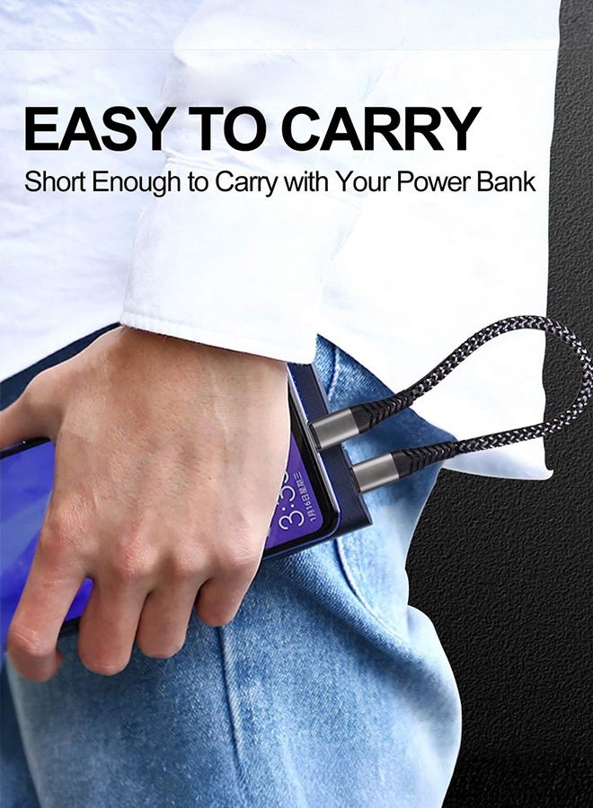 Tersely 【2 Pack】15cm USB C Cable Short USB C to Type C Cable PD 60W Fast Charger Cable Nylon Braided USB C Cord for iPhone 17/16/15 Pro Max/Pro/Plus/iPad, for Samsung S25 S24 S23 Pixel 10 9 Pro, Power Bank - Image 4