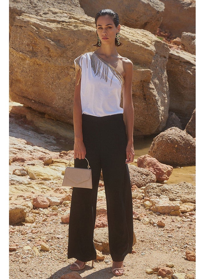 BSB One-shoulder blouse with shiny fringes - Image 2