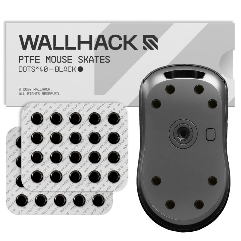 Wallhack PTFE Dot Mouse Skates | Premium Universal Skates for Gaming Mice | Ultra-Smooth Glide on Cloth & Glass Pads | Customize Speed & Control | Fast, Easy to Apply | Black 7mm x 7mm - Image 1
