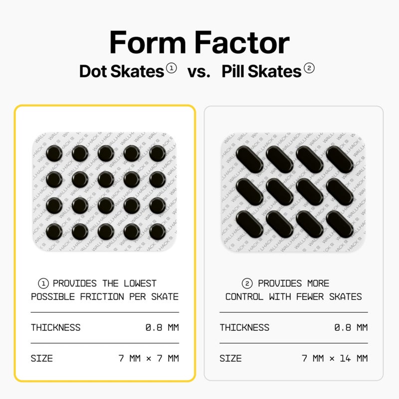 Wallhack PTFE Dot Mouse Skates | Premium Universal Skates for Gaming Mice | Ultra-Smooth Glide on Cloth & Glass Pads | Customize Speed & Control | Fast, Easy to Apply | Black 7mm x 7mm - Image 5