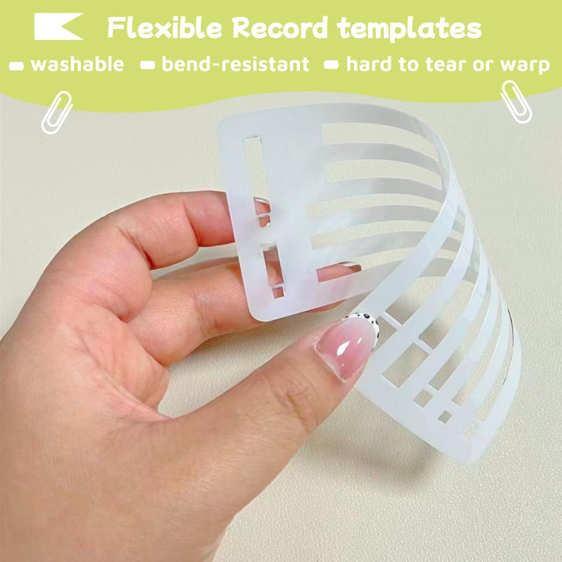 Riomh Flexible Record Template Set, 9 Pcs Reusable Planner Stencils Drafting Tools for Journal Planner, Calendar Making, Drawing Lines, Layout Tools for DIY Planning - Image 5