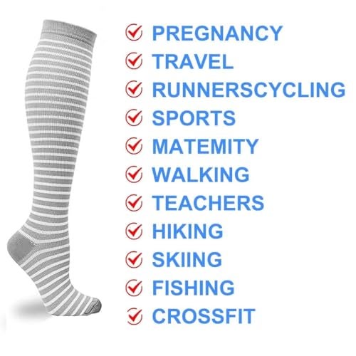 Double Couple 7 Pairs Copper Compression Socks for Men Women Knee High Stockings Support Socks for Sports - Image 5