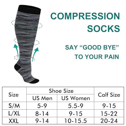 Double Couple 7 Pairs Copper Compression Socks for Men Women Knee High Stockings Support Socks for Sports - Image 4