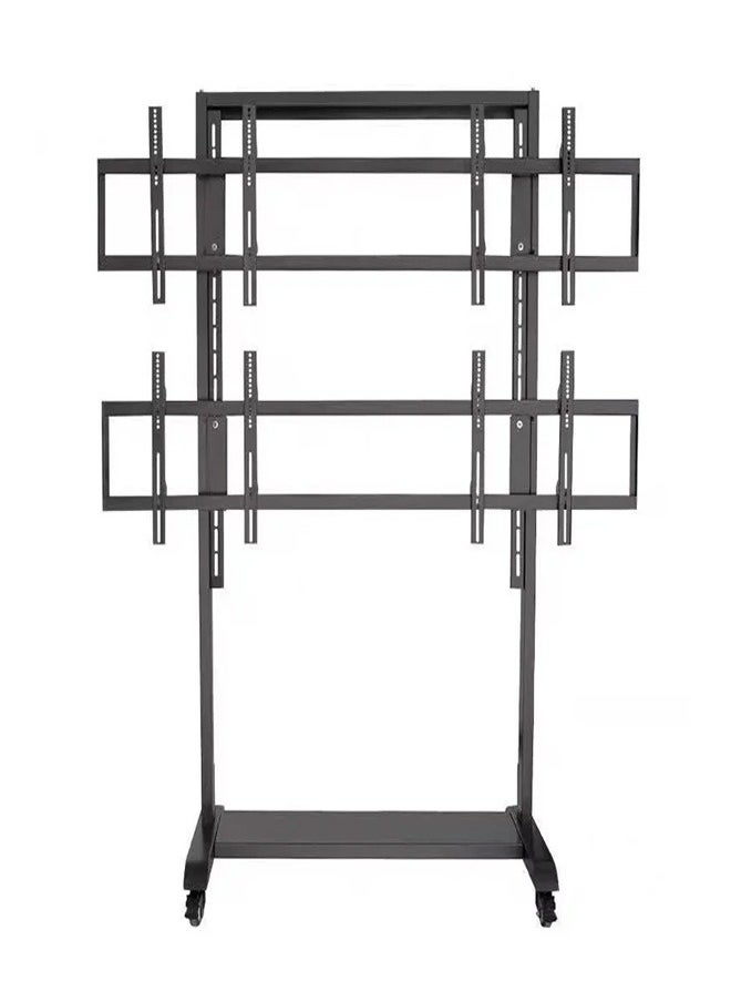 Skill Tech SH 8565VFS Four Screen Video Wall Cart for 42–55 Inch LED/LCD Displays, VESA 600x400, Heavy Duty Mobile TV Stand, Max Load 160kg – Black  - Image 1