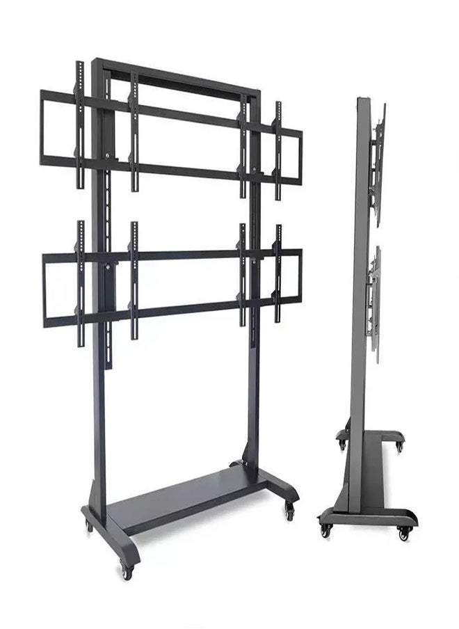 Skill Tech SH 8565VFS Four Screen Video Wall Cart for 42–55 Inch LED/LCD Displays, VESA 600x400, Heavy Duty Mobile TV Stand, Max Load 160kg – Black  - Image 2