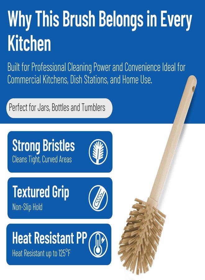 SPARTA Large Water Bottle Brush Ideal for Wide-Mouth Jars, Bottles and Tumblers, Dishwashing Tool with Handle for Home and Commercial Kitchens, Plastic, 12 Inches, Tan - Image 3
