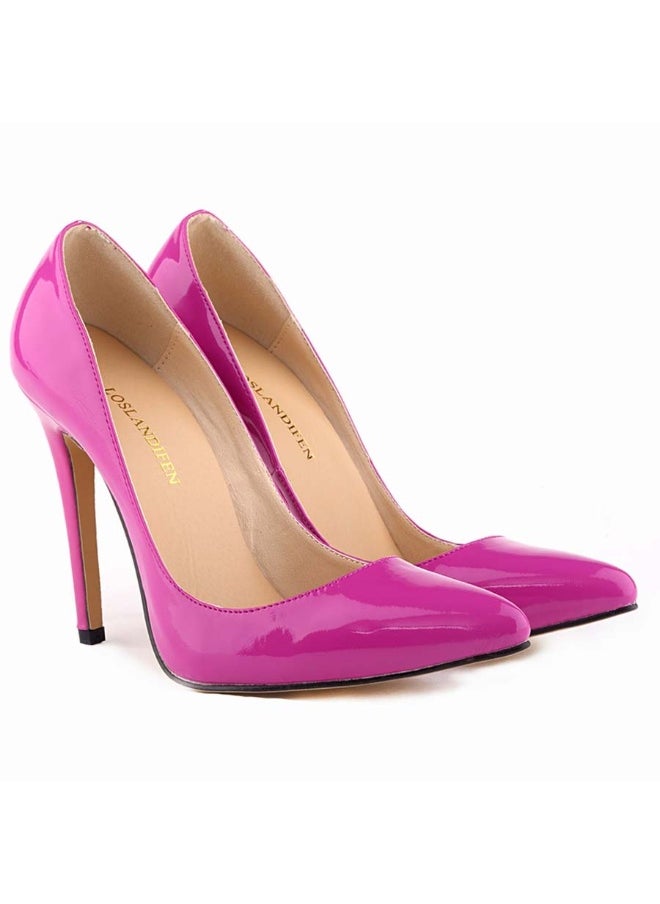 Loquat British Style Pointed Toe Ball Stiletto Heels 8 cm fuchsia  - Image 3