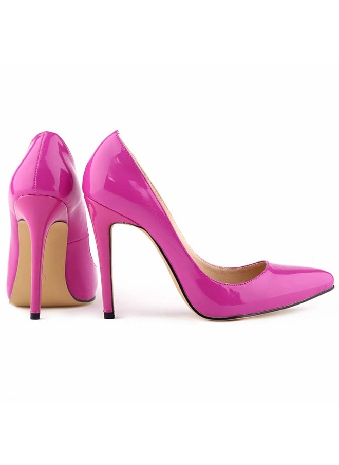 Loquat British Style Pointed Toe Ball Stiletto Heels 8 cm fuchsia  - Image 2