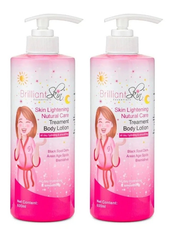 بريليانت سكين قطعتين من لوشن الجسم الرائع لتفتيح البشرة والعناية الطبيعية من بريليانت 600x2 ملي - Image 1