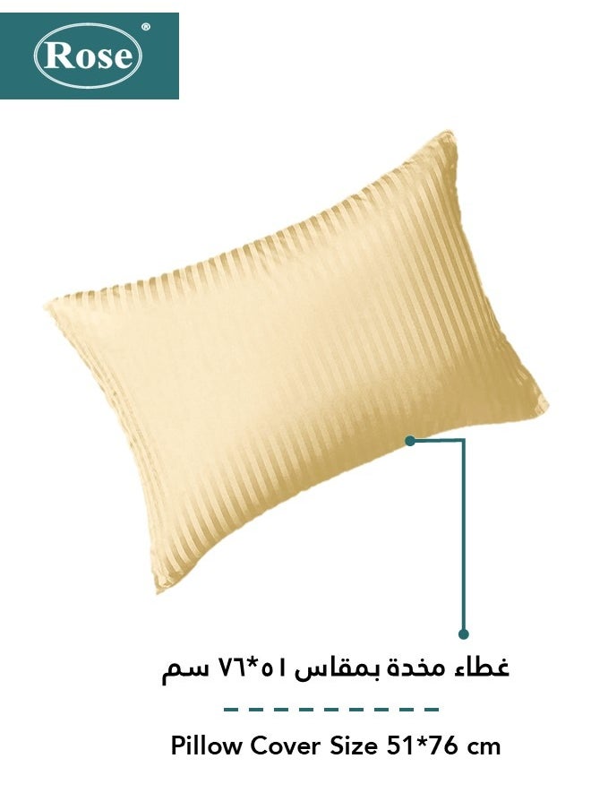 Rose ROSE Classic Luxury Hotel Striped Comforter, Premium Microfiber, Set of 3 pieces, Soft Lightweight, Extra Twin size 170x260 cm, Gold  - Image 3