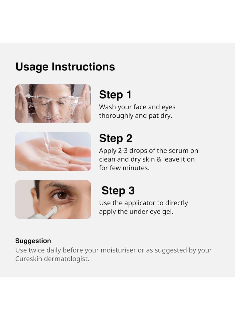 Cureskin Anti Aging Combo | Anti Aging Cream for Women | Collagen Boost Hyaluronic Acid Serum for Face 20ml | Under Eye Cream 15ml for Men and Women | Dark Circles Removal - Image 3