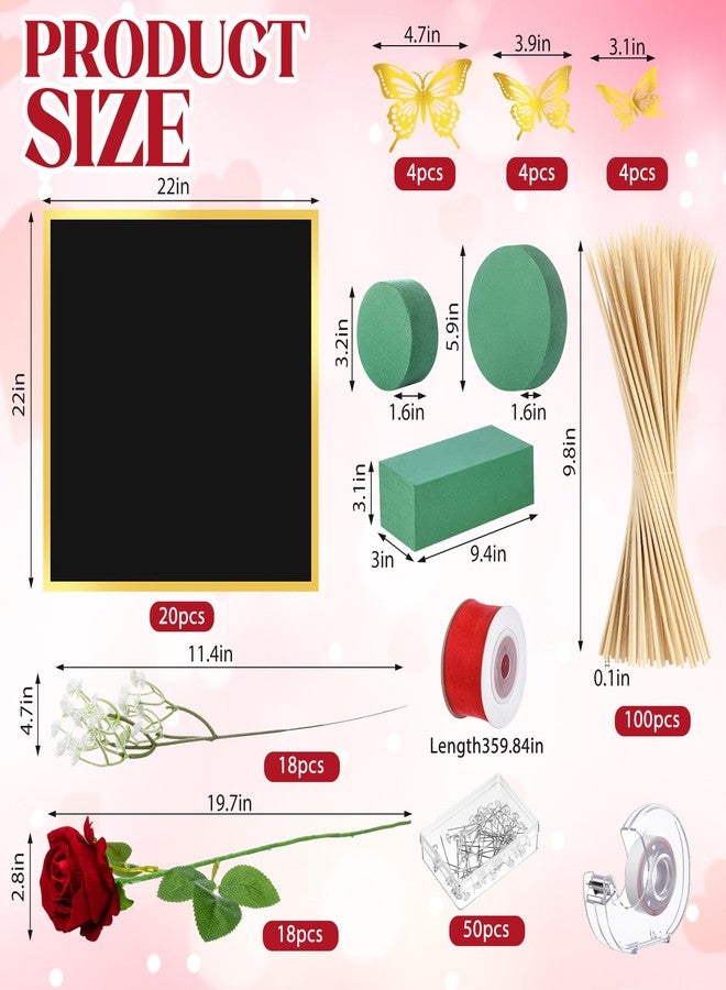 Marspark Graduation Money Bouquet Flower Kit Gift Included 20 Sheet Flower Wrapping Paper 36 Fake Flowers 100 Bamboo Skewer Floral Foam Block for Mother's Day Anniversary Wedding(Red,Classic - Image 2