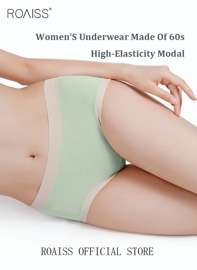 roaiss 3 Piece Breifs Set Women Safety Panties 60D High Elastic Soft Modal Ladies Underpants Breathable Antibacterial Stretch Shorts Women's Mid Rise Stretch Traceless Smooth Skinny Britches  - Image 4