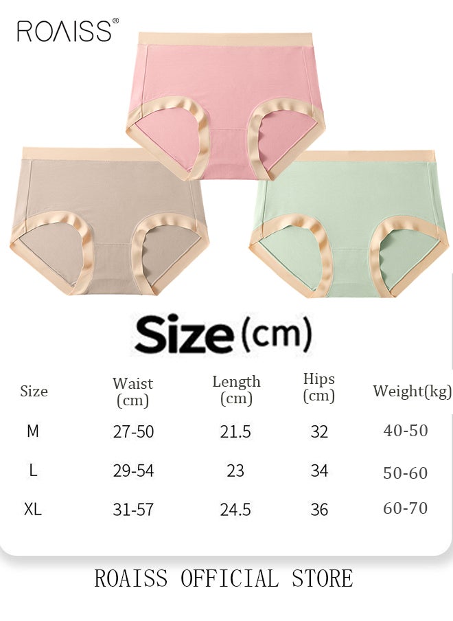 roaiss 3 Piece Breifs Set Women Safety Panties 60D High Elastic Soft Modal Ladies Underpants Breathable Antibacterial Stretch Shorts Women's Mid Rise Stretch Traceless Smooth Skinny Britches  - Image 5