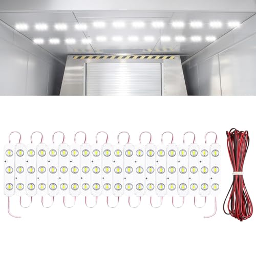 Linkstyle 60 LEDs 12V Van Interior Light Car LED Ceiling Lights Kit, Super Bright Lighting Dome Lamp for Van RV Truck Auto Vehicle Boats Lorries Bus Camper Christmas Lights(20 Modules, White) - Image 1