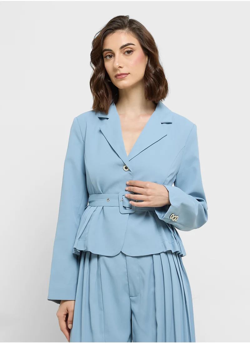 ELLA Pleated Detail Blazer & Pant Set