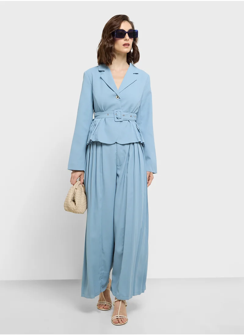 ELLA Pleated Detail Blazer & Pant Set