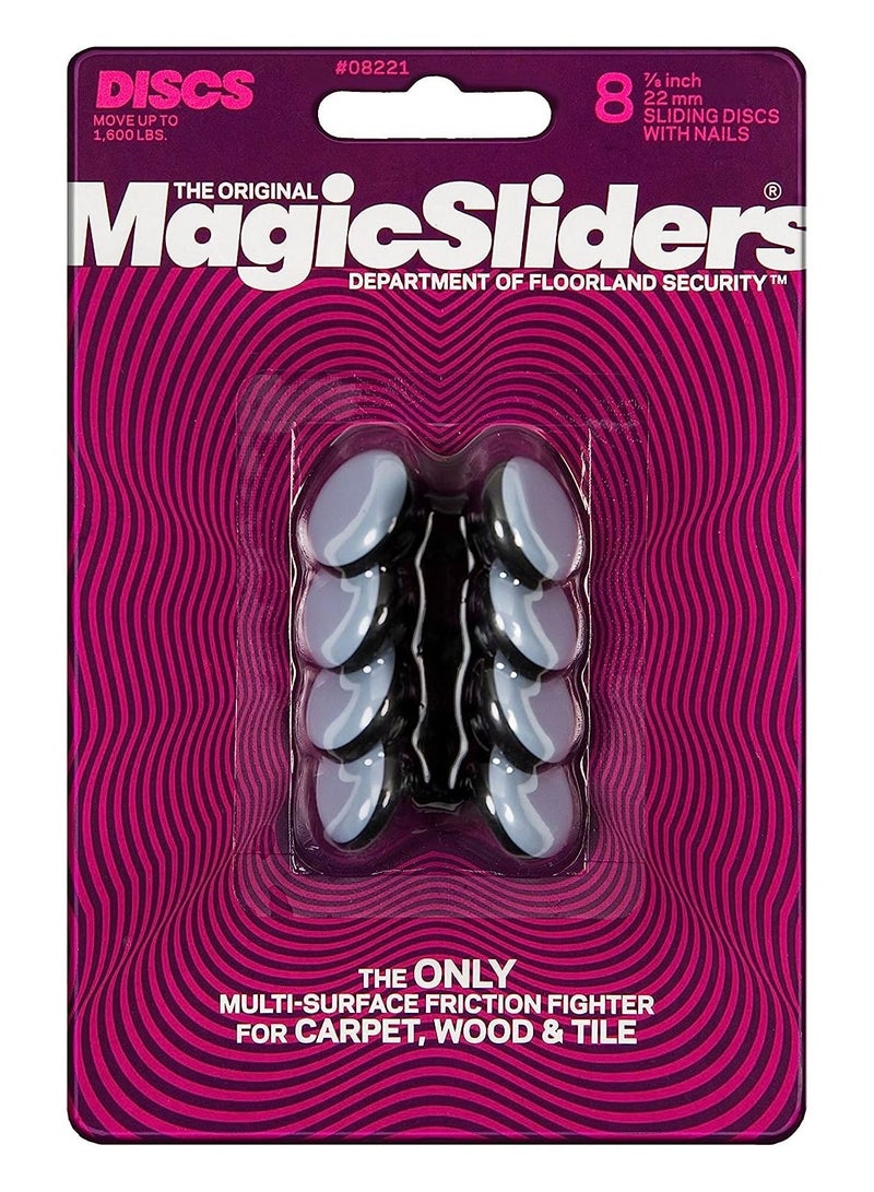 Magic Sliders Magic Sliders 8221-  7/8 Inch Round Furniture Glide  Nail On Sliding Disc (8 pack) (Gray)  - Image 1