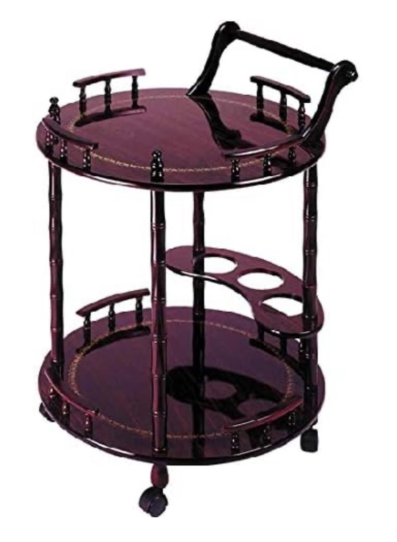 Tea Trolley, Two Tier Round Table, Serving wooden - Image 1