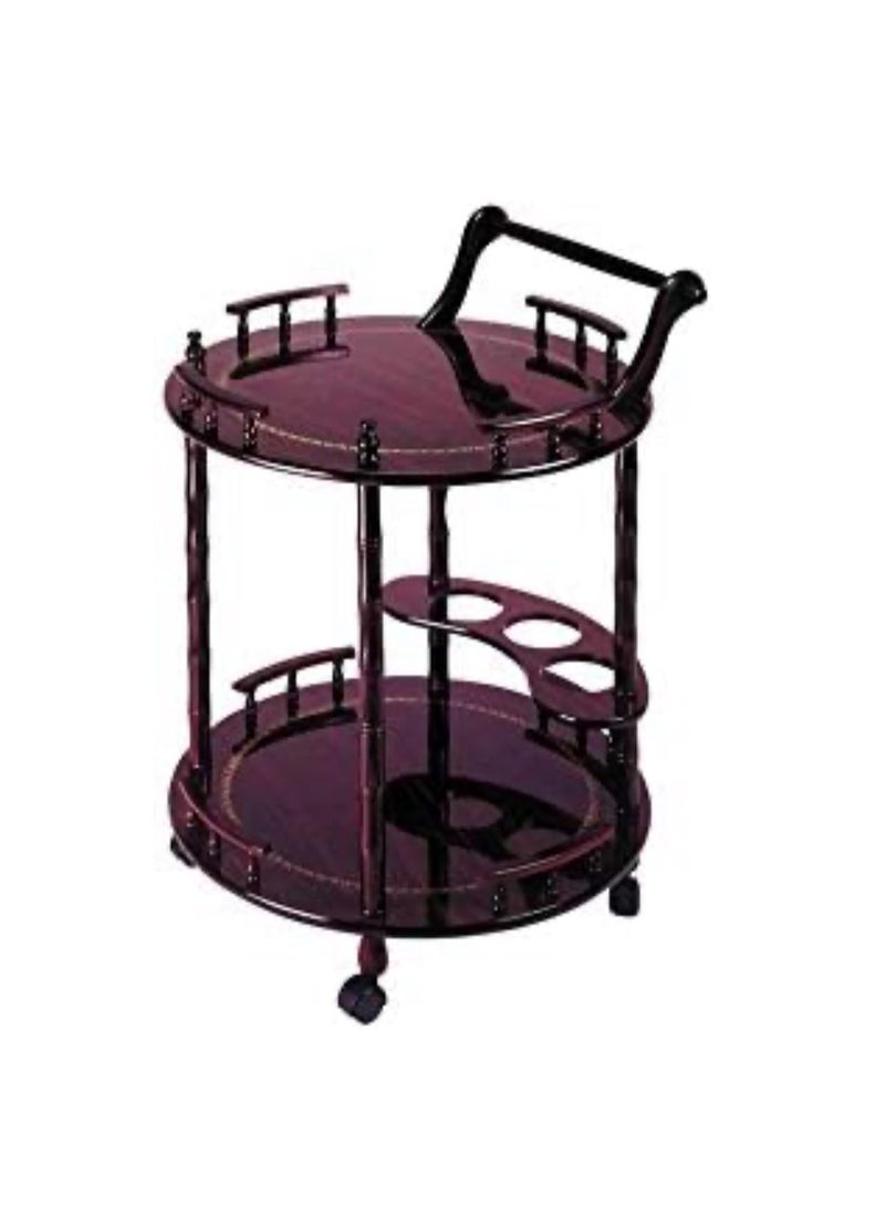 Tea Trolley, Two Tier Round Table, Serving wooden - Image 2